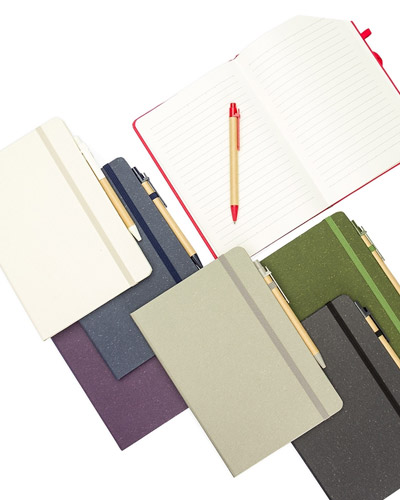 Caderneta Personalizada com Fibra de Arroz e Caneta